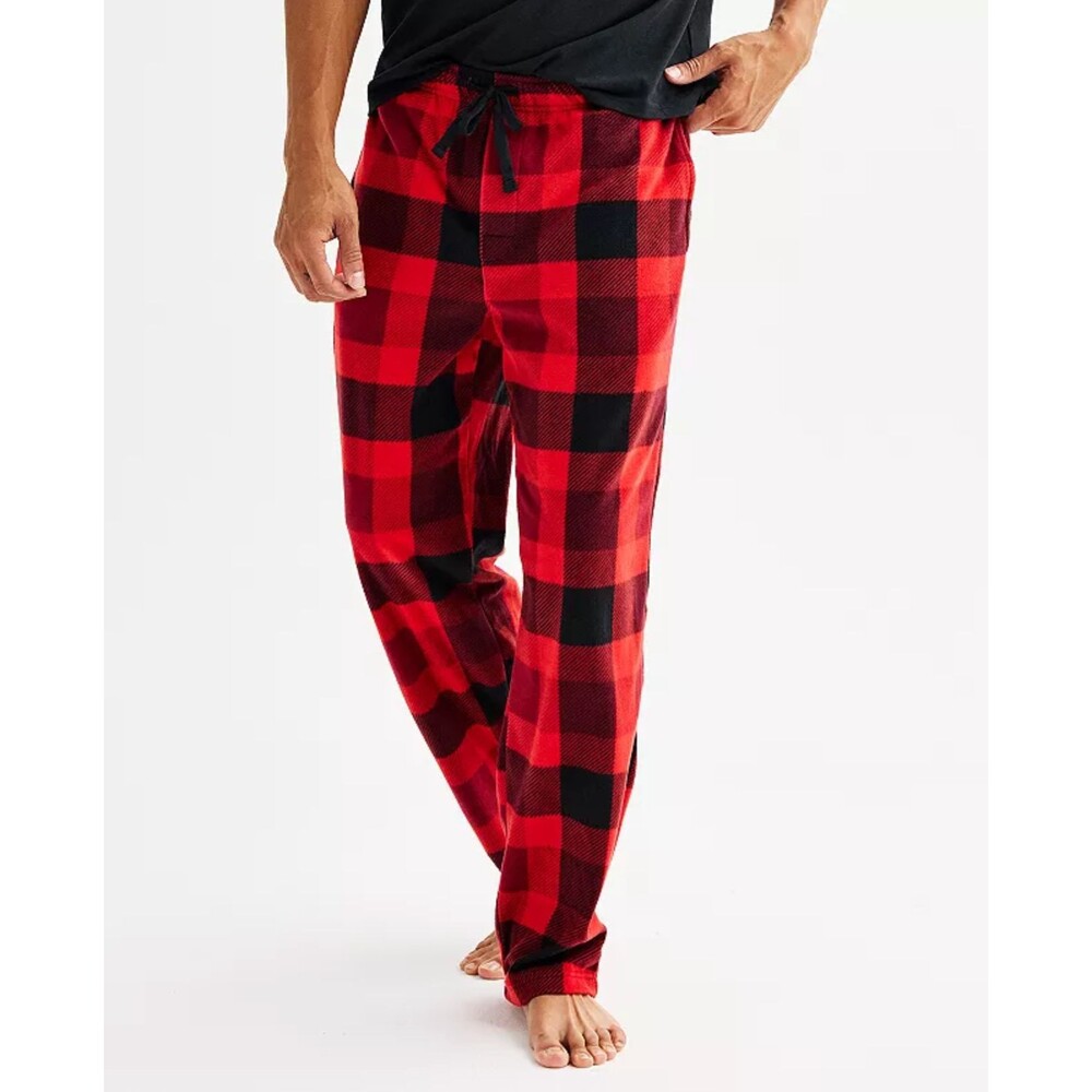 Sonoma Goods For Life Mens XL Microfleece Sleep Pants Red Check NEW